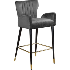Meridian Luxe Grey Velvet Stool