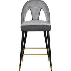 Meridian Akoya Grey Velvet Stool