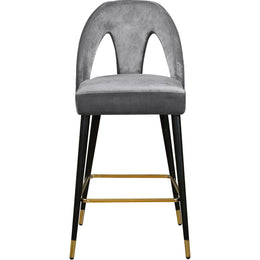 Meridian Akoya Grey Velvet Stool