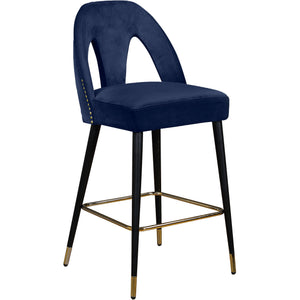 Meridian Akoya Navy Velvet Stool