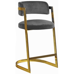 Meridian Stephanie Grey Velvet Stool