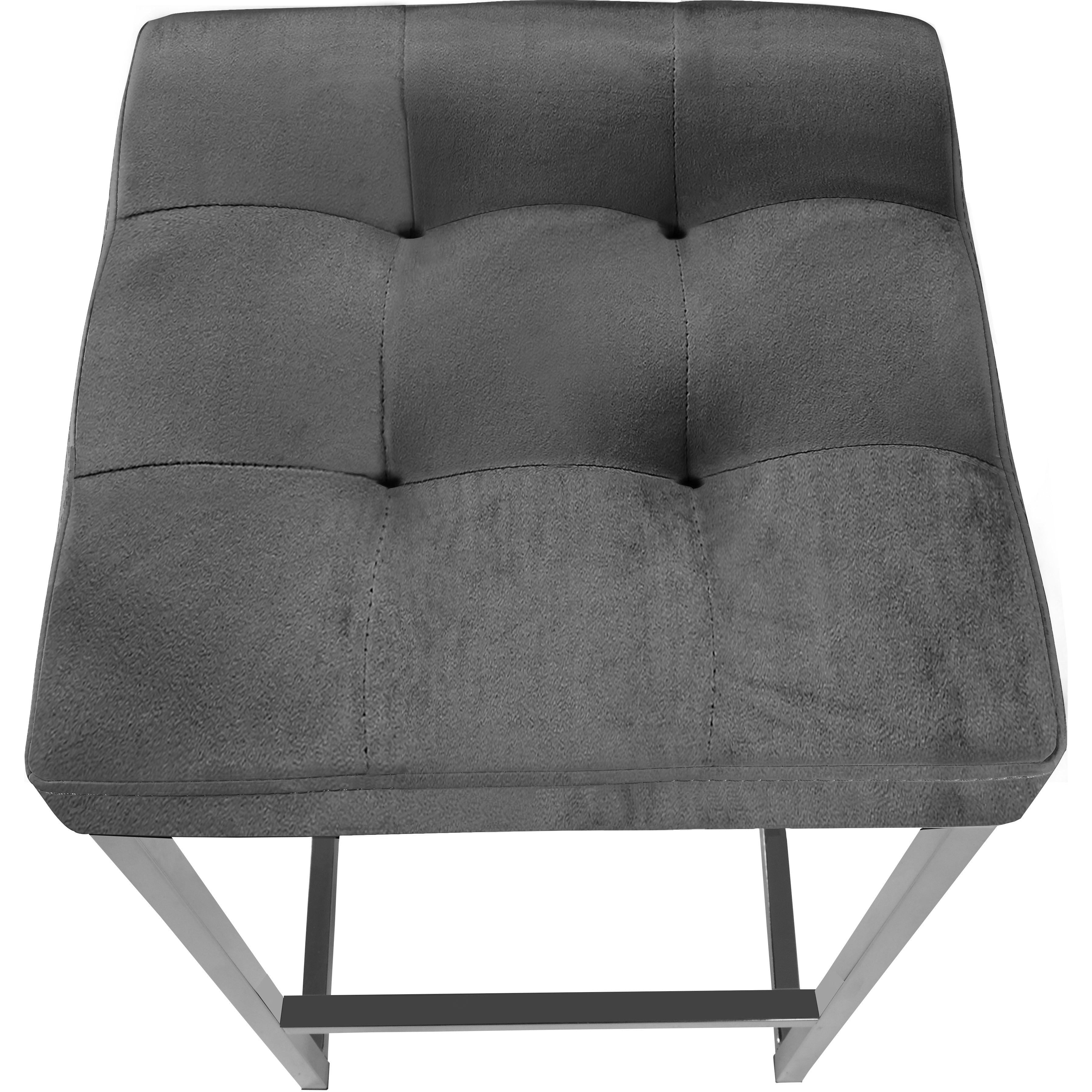 Meridian Nicola Grey Velvet Stool