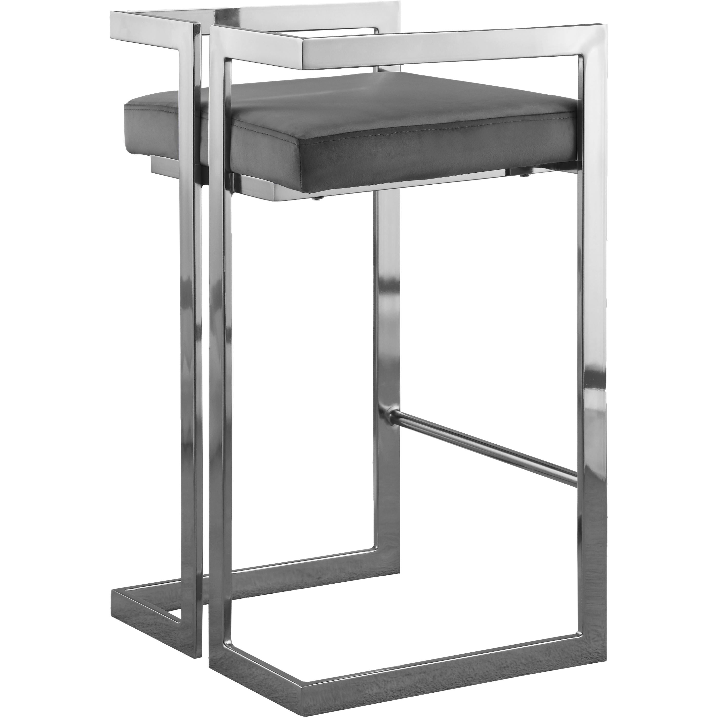 Meridian Ezra Grey Velvet Stool