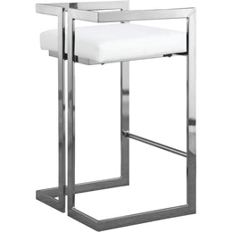 Meridian Ezra White Vegan Leather Stool