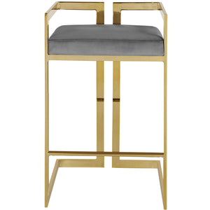 Meridian Ezra Grey Velvet Stool