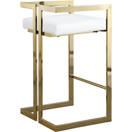 Meridian Ezra White Vegan Leather Stool