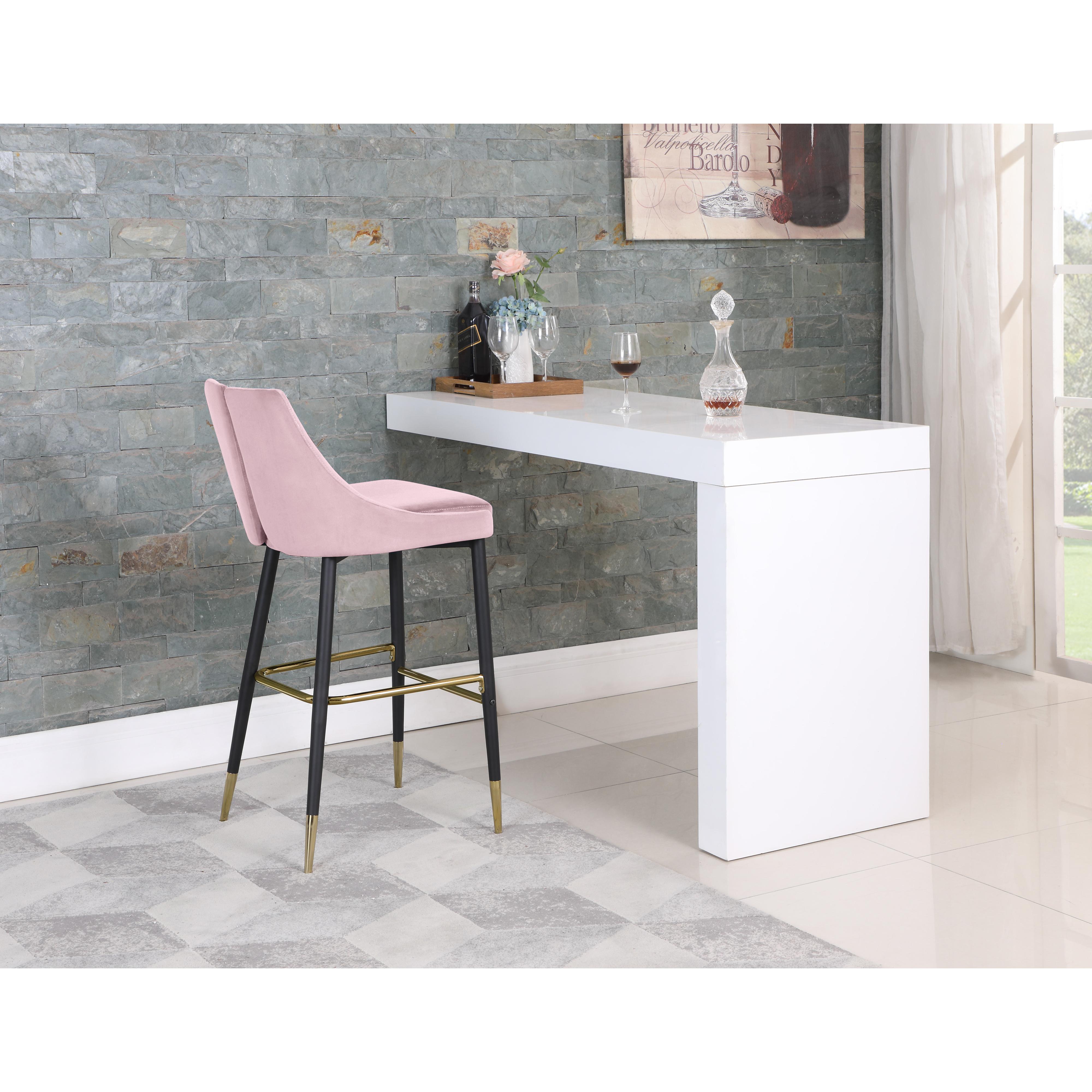 Meridian Sleek Pink Velvet Stool