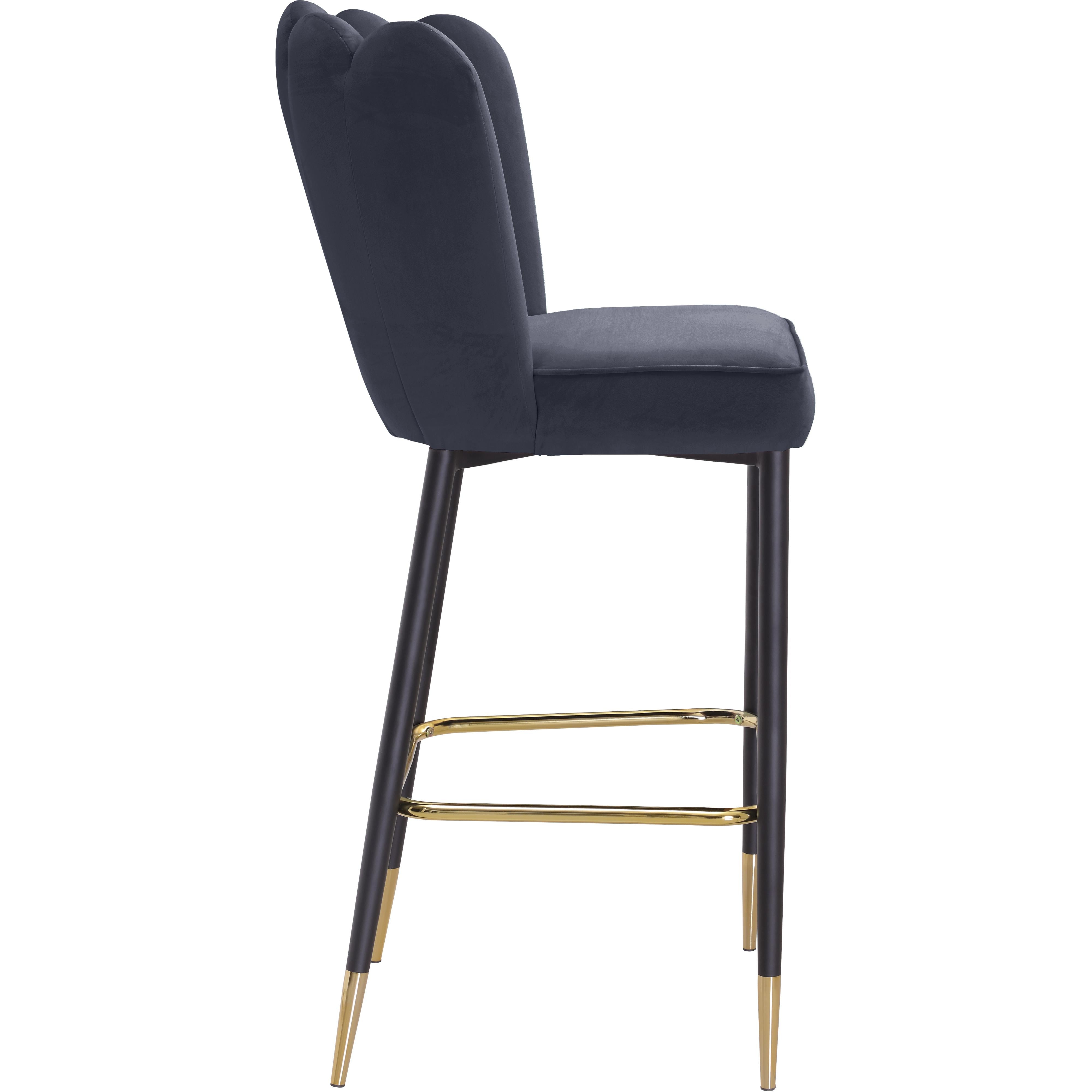 Meridian Lily Grey Velvet Stool