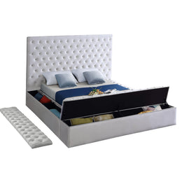 Meridian Bliss White Velvet Queen Bed (3 Boxes)