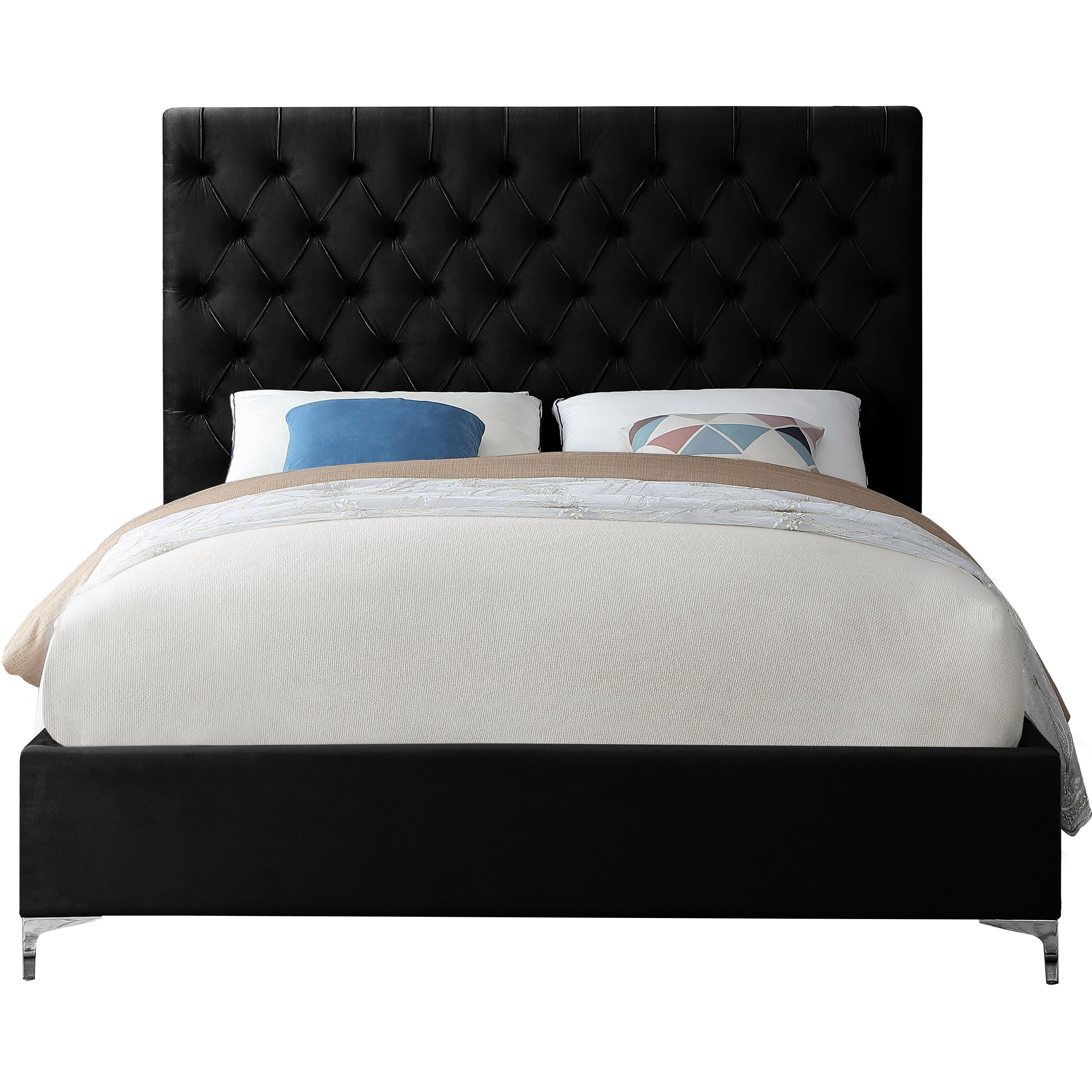 Meridian Cruz Black Velvet Full Bed