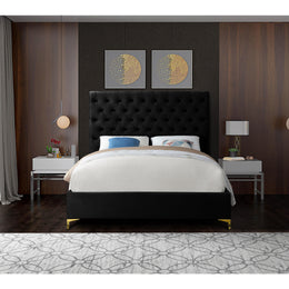 Meridian Cruz Black Velvet Full Bed