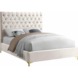 Meridian Cruz Cream Velvet Full Bed
