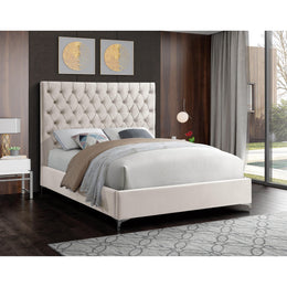 Meridian Cruz Cream Velvet Full Bed