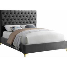 Meridian Cruz Grey Velvet Full Bed