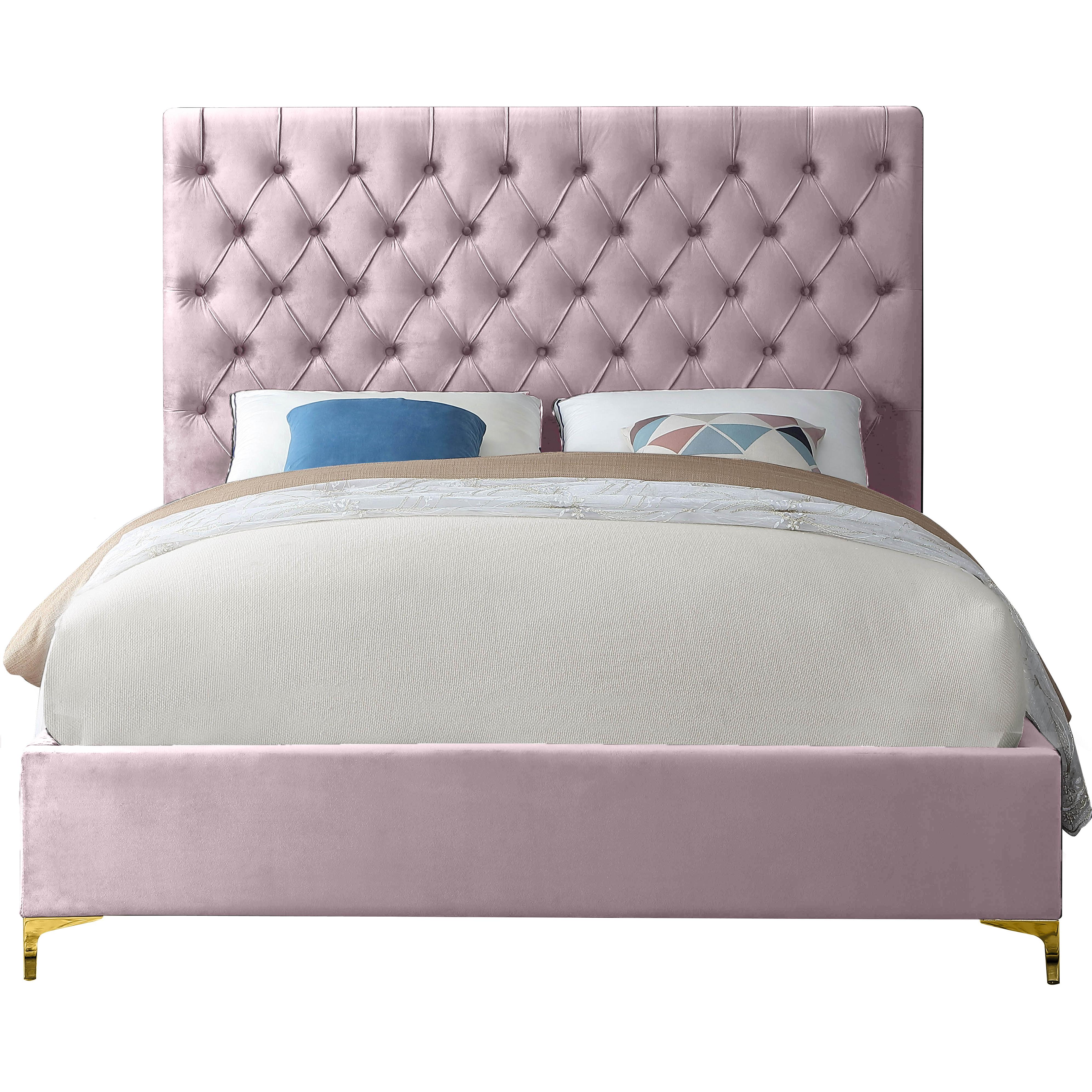 Meridian Cruz Pink Velvet Full Bed