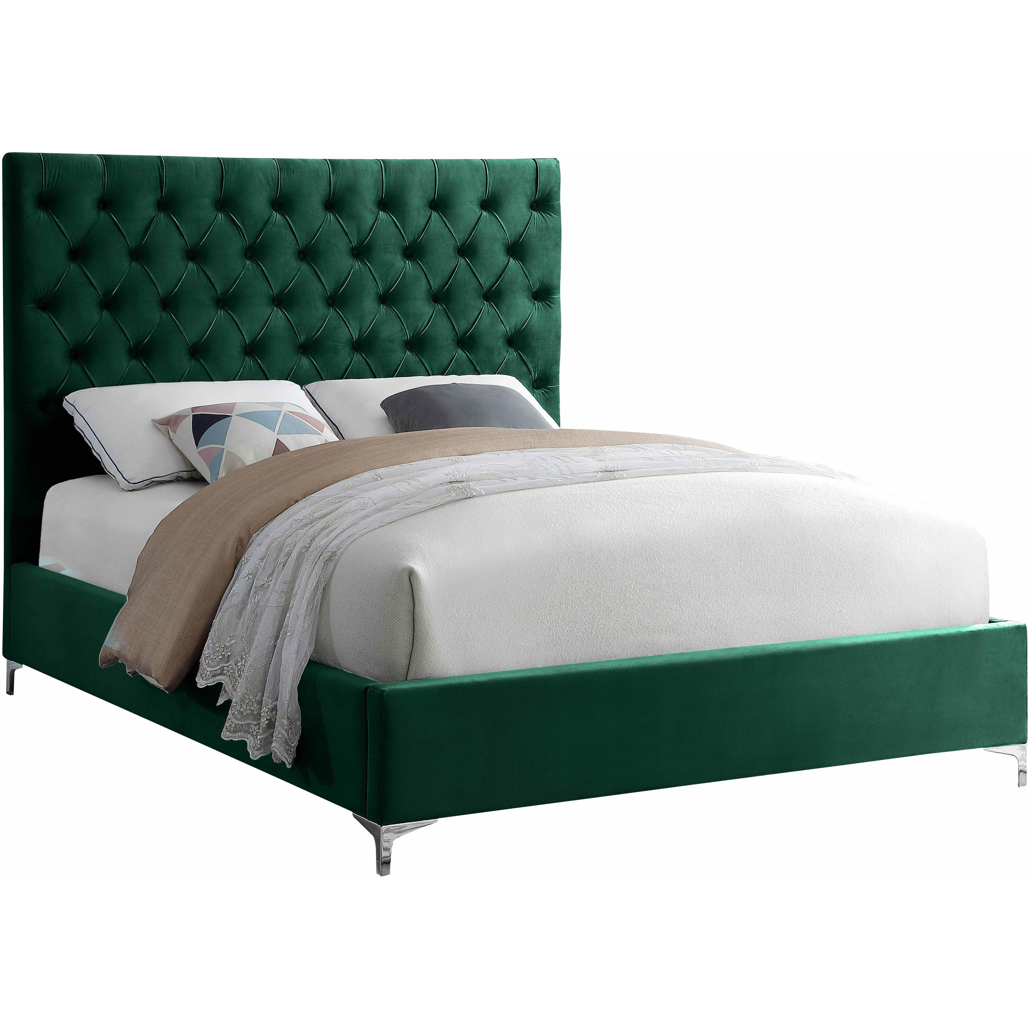 Meridian Cruz Green Velvet King Bed
