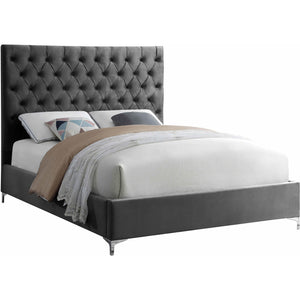 Meridian Cruz Grey Velvet King Bed