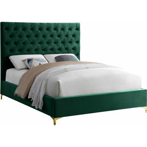 Meridian Cruz Green Velvet Queen Bed