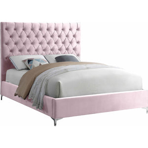 Meridian Cruz Pink Velvet Queen Bed