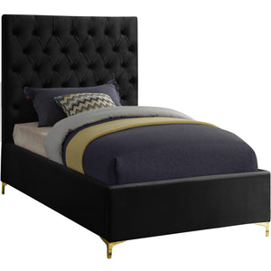Meridian Cruz Black Velvet Twin Bed