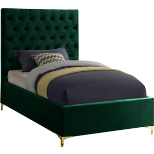 Meridian Cruz Green Velvet Twin Bed