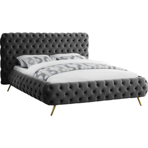 Meridian Delano Grey Velvet King Bed