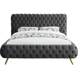 Meridian Delano Grey Velvet King Bed