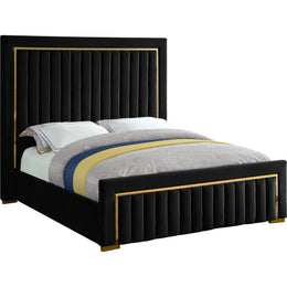 Meridian Dolce Black Velvet King Bed (3 Boxes)