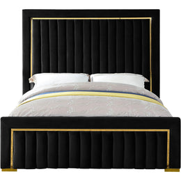 Meridian Dolce Black Velvet King Bed (3 Boxes)