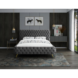 Meridian Delano Grey Velvet Queen Bed