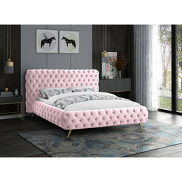 Meridian Delano Pink Velvet Queen Bed