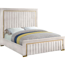 Meridian Dolce Cream Velvet King Bed (3 Boxes)