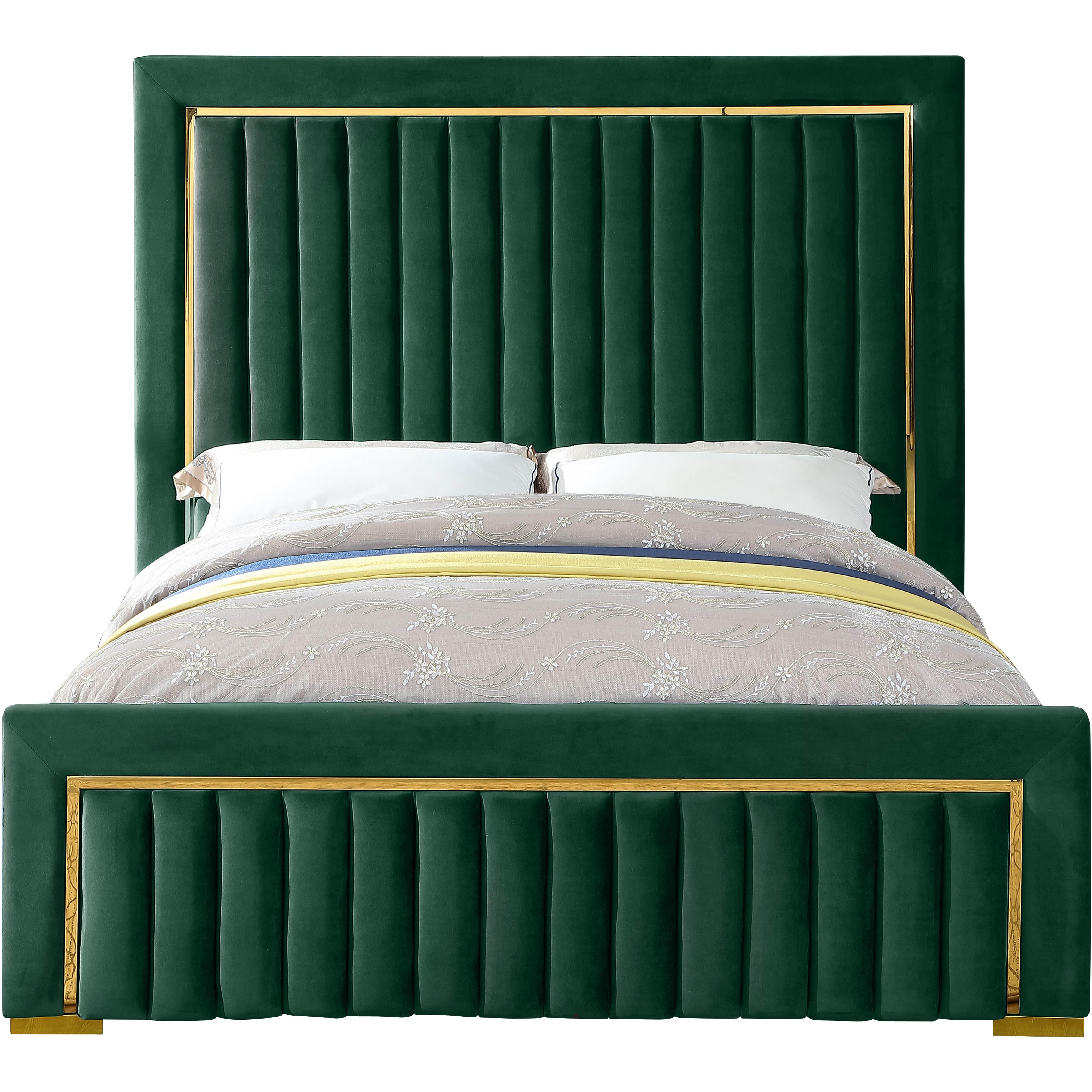 Meridian Dolce Green Velvet King Bed (3 Boxes)