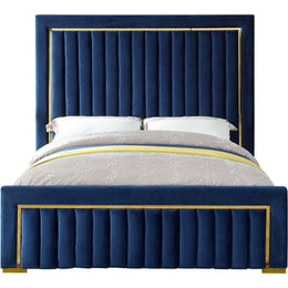 Meridian Dolce Navy Velvet King Bed (3 Boxes)