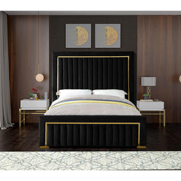 Meridian Dolce Black Velvet Queen Bed (3 Boxes)
