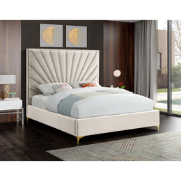 Meridian Eclipse Cream Velvet Queen Bed