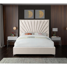 Meridian Eclipse Cream Velvet Queen Bed