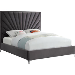Meridian Eclipse Grey Velvet Full Bed