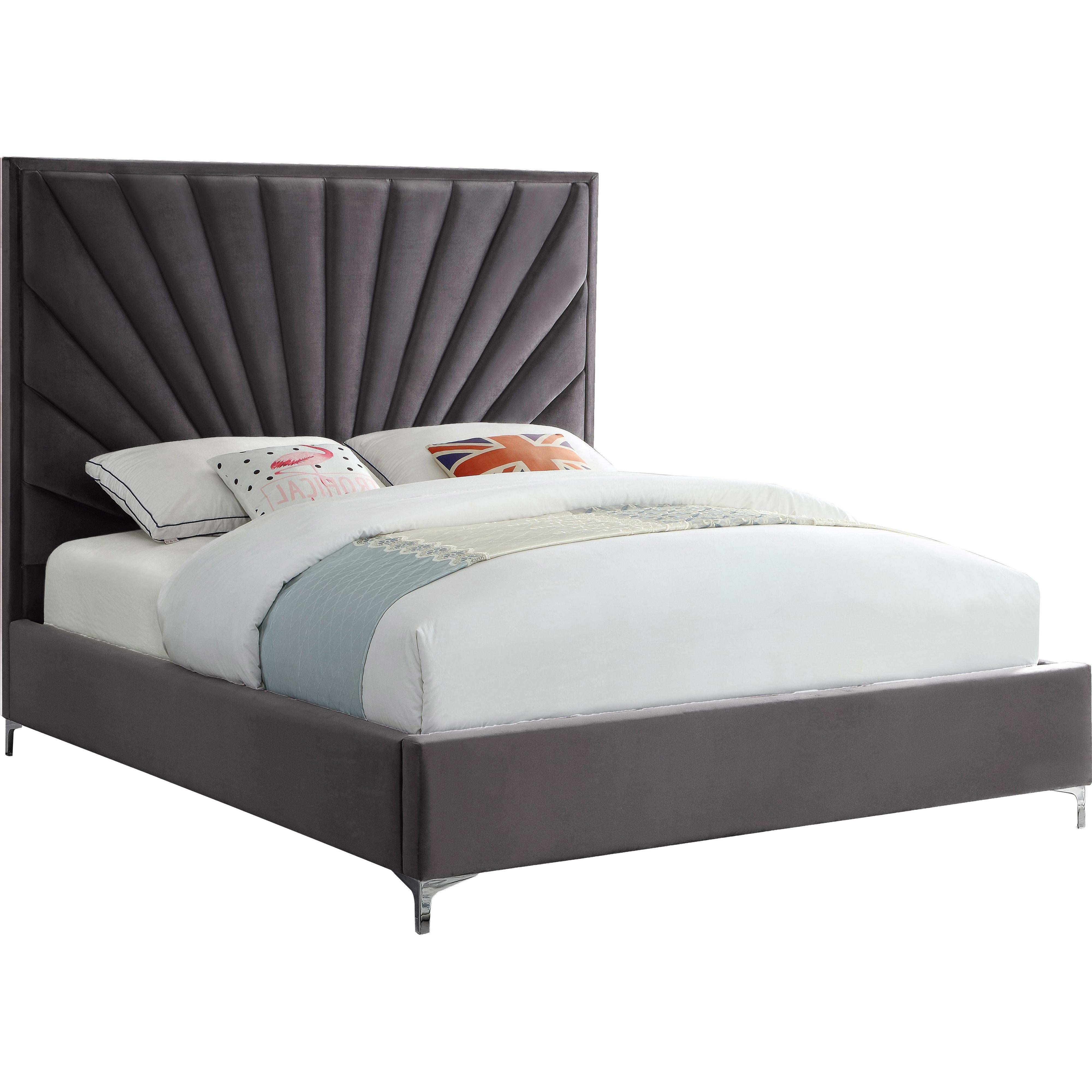 Meridian Eclipse Grey Velvet King Bed