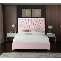 Meridian Eclipse Pink Velvet King Bed