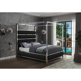 Meridian Encore Black Vegan Leather Queen Bed (4 Boxes)