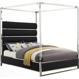 Meridian Encore Black Vegan Leather King Bed (4 Boxes)