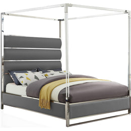 Meridian Encore Grey Vegan Leather King Bed (4 Boxes)