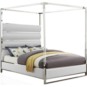 Meridian Encore White Vegan Leather King Bed (4 Boxes)