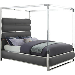 Meridian Encore Grey Vegan Leather Queen Bed (4 Boxes)