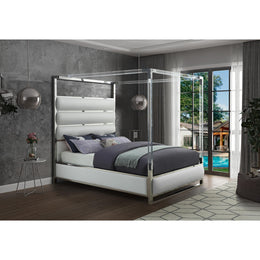 Meridian Encore White Vegan Leather Queen Bed (4 Boxes)
