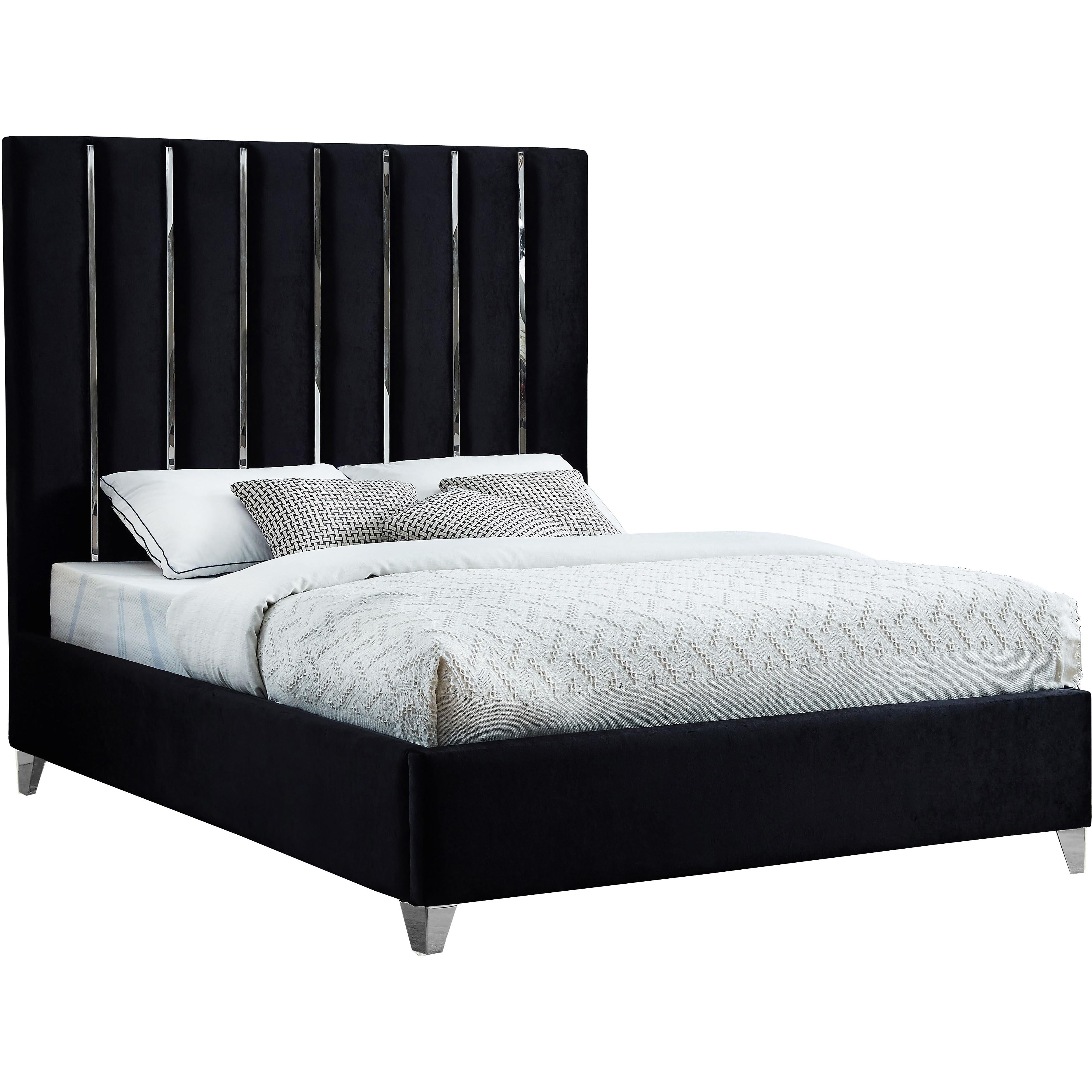 Meridian Enzo Black Velvet Full Bed