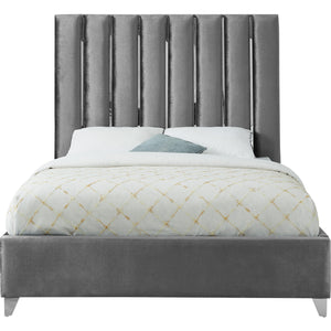 Meridian Enzo Grey Velvet Full Bed