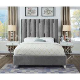 Meridian Enzo Grey Velvet Full Bed
