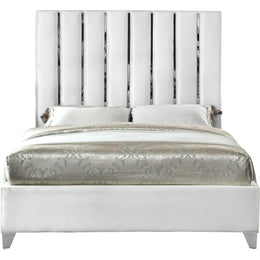 Meridian Enzo White Velvet Full Bed